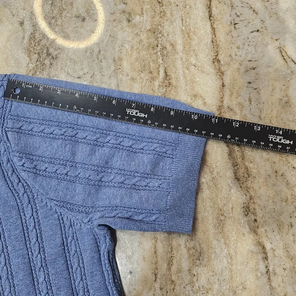 Goodfellow Cable Knit Button Up Polo Shirt Men’s Large Blue NWT Short Sleeve